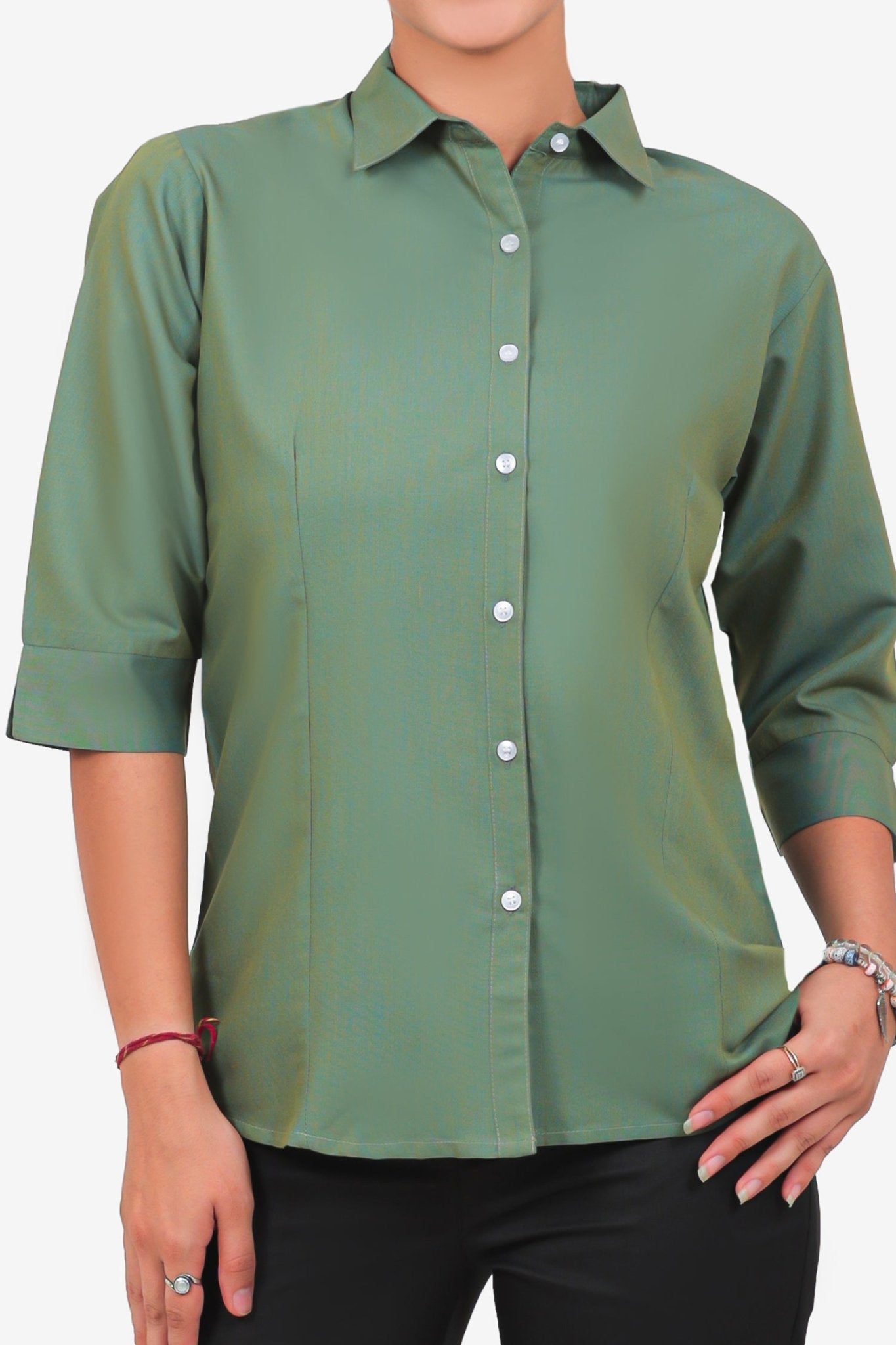 bluebird Women's Olive Green Formal Shirt - Veshbhoshaa bluebird Women's Olive Green Formal Shirt - Veshbhoshaa