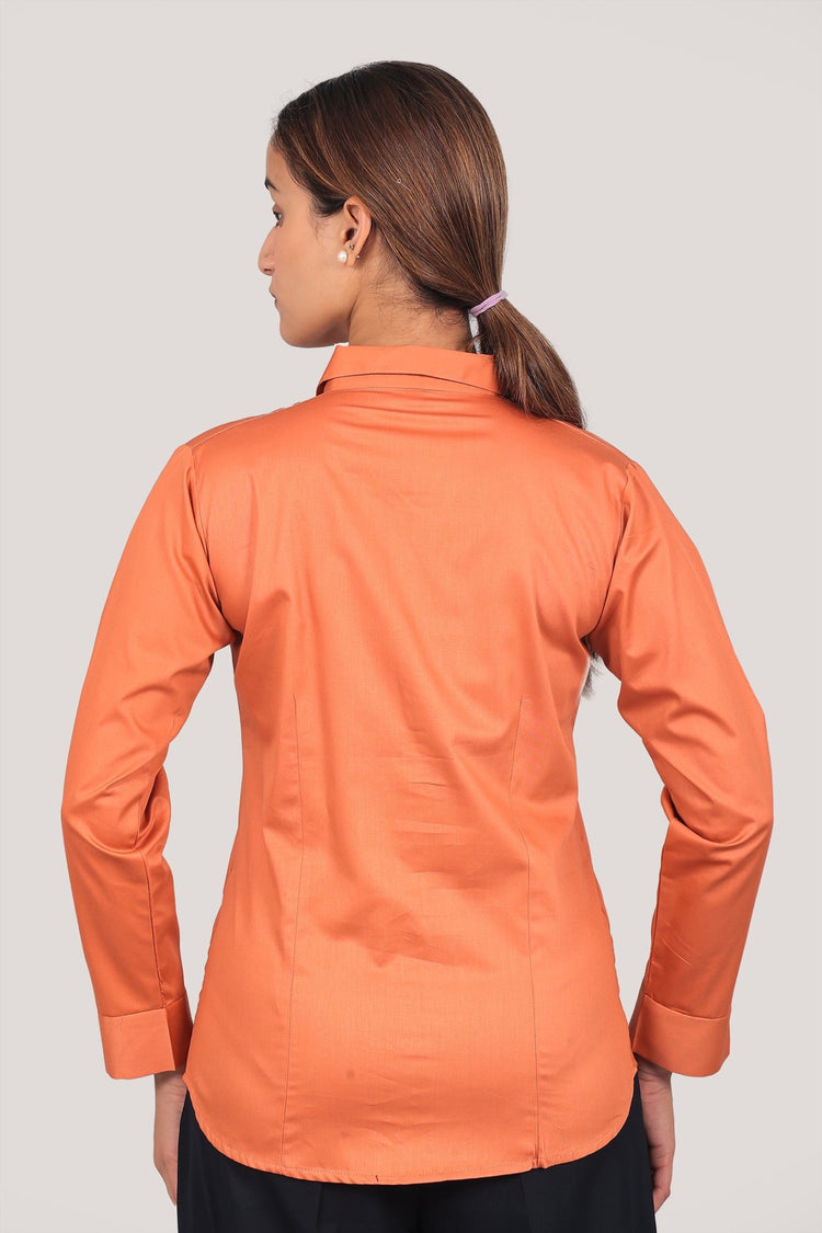 bluebird Women's Orange Satin Shirt - Veshbhoshaa