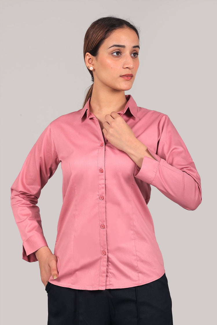 bluebird Women's Pink Satin Shirt - Veshbhoshaa