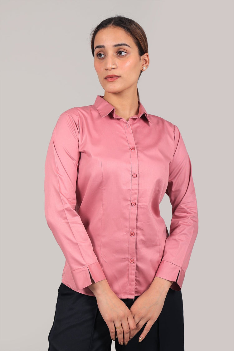 bluebird Women's Pink Satin Shirt - Veshbhoshaa