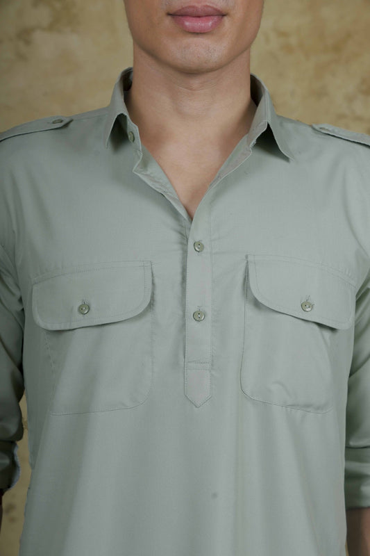 Bluesaanchi Green Pathani Kurta with Trouser Pant - Veshbhoshaa