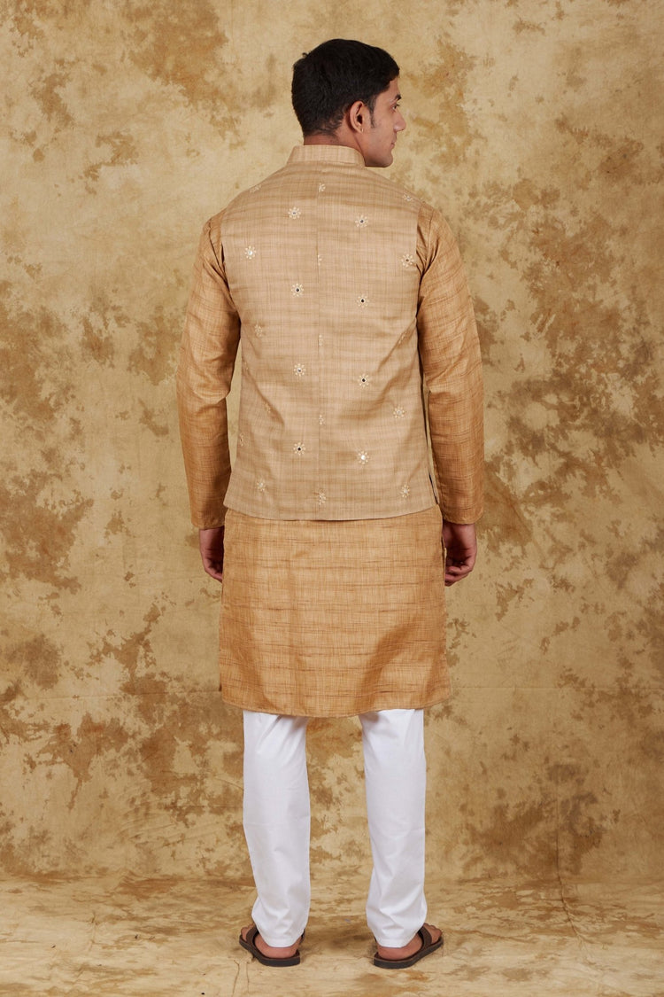 Bluesaanchi khaki Waistcoat set - Veshbhoshaa