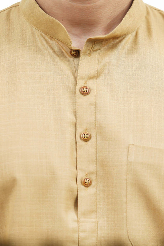 bluesaanchi Men's Brown Color Matka Silk Kurta Set - Veshbhoshaa