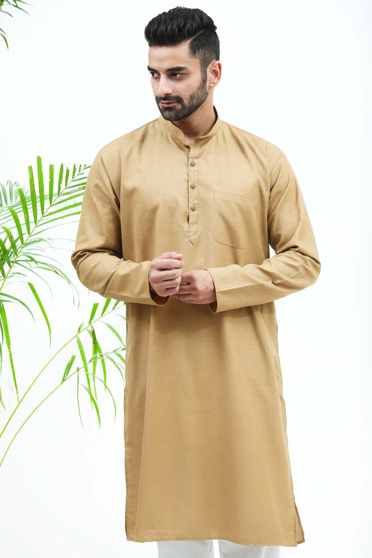 bluesaanchi Men's Brown Color Matka Silk Kurta Set - Veshbhoshaa