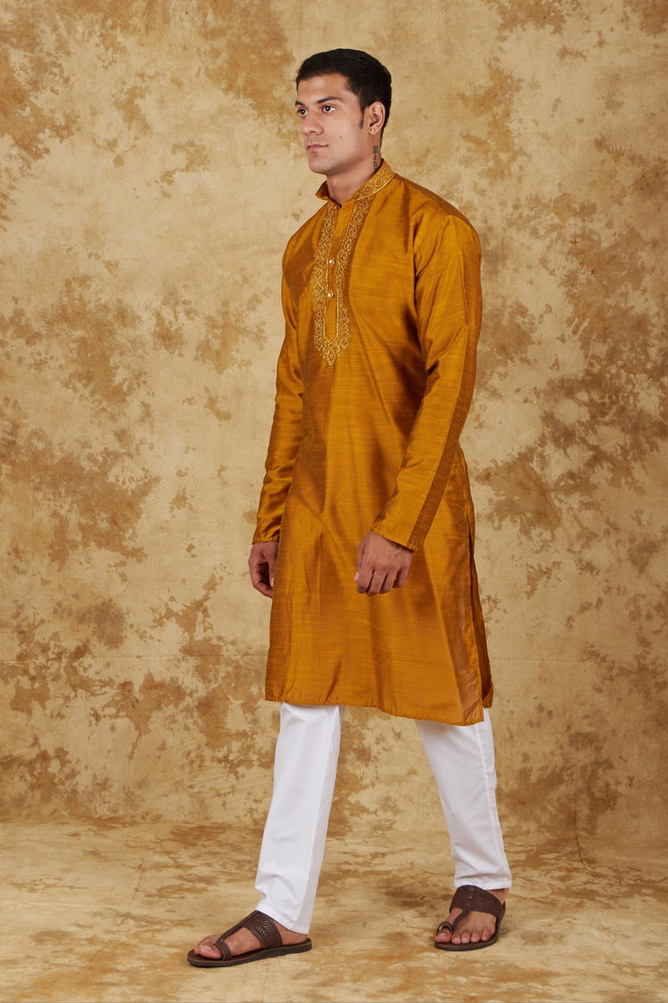 Bluesaanchi Royal Elegance Bronze Handloom Embroidery Kurta Set - Veshbhoshaa