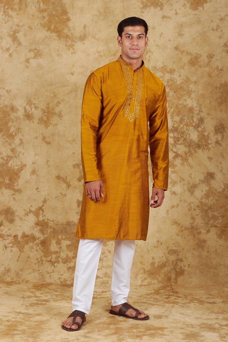 Bluesaanchi Royal Elegance Bronze Handloom Embroidery Kurta Set - Veshbhoshaa