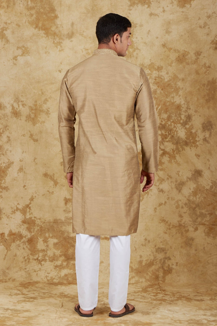 Bluesaanchi Royal Elegance Ecru Handloom Embroidery Kurta Set - Veshbhoshaa