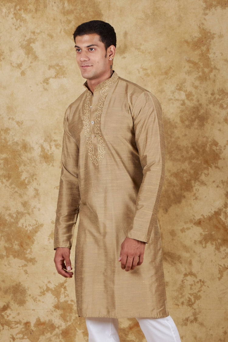 Bluesaanchi Royal Elegance Ecru Handloom Embroidery Kurta Set - Veshbhoshaa
