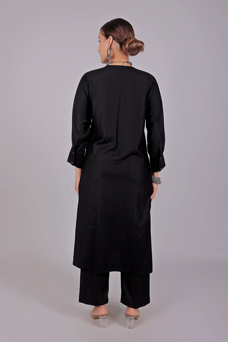 Bluesaanchi Women's Black Kurti With Trouser Pajama Set - Veshbhoshaa