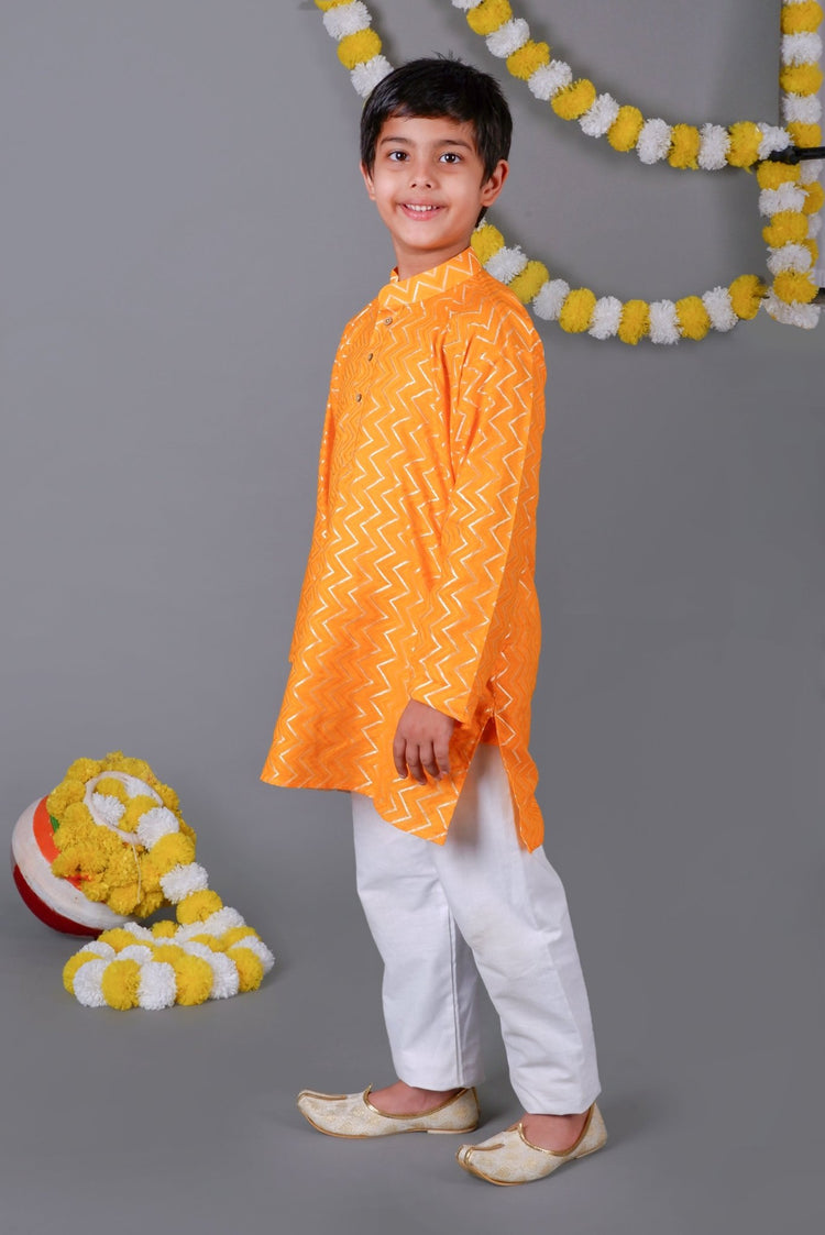 Yellow Bold Zari Kurta Set – Trendy Vibes for Your Little One - Veshbhoshaa