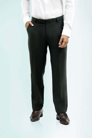 BLUEBIRD MEN'S DARK OLIVE GREEN FORMAL TROUSERS