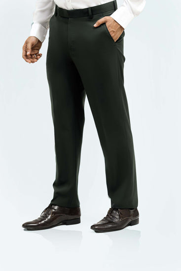 BLUEBIRD MEN'S DARK OLIVE GREEN FORMAL TROUSERS