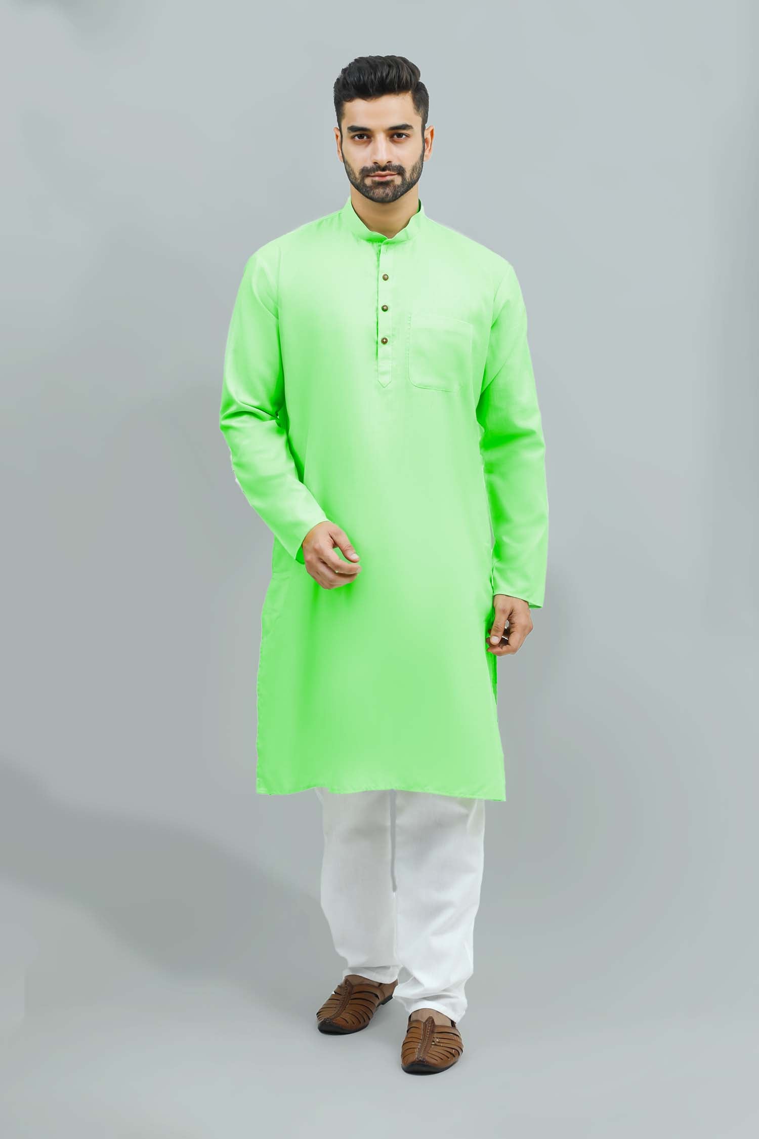 Casual Men's Pattor green collor kurta pajama set