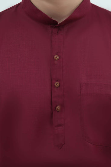 BLUESAANCHI MEN'S CASUAL DARK RED KURTA SET