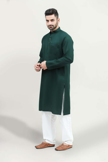 BLUESAANCHI MEN'S CASUAL DARK GREEN KURTA SET