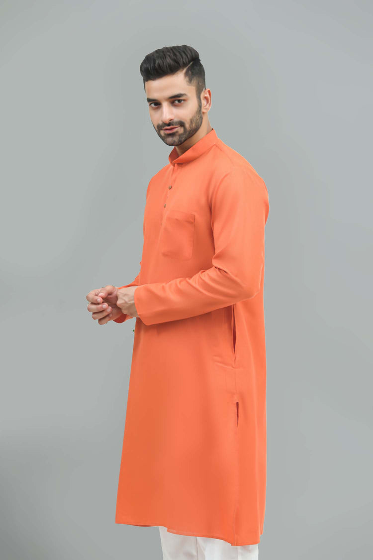 Casual Men's orange collor kurta pajama set