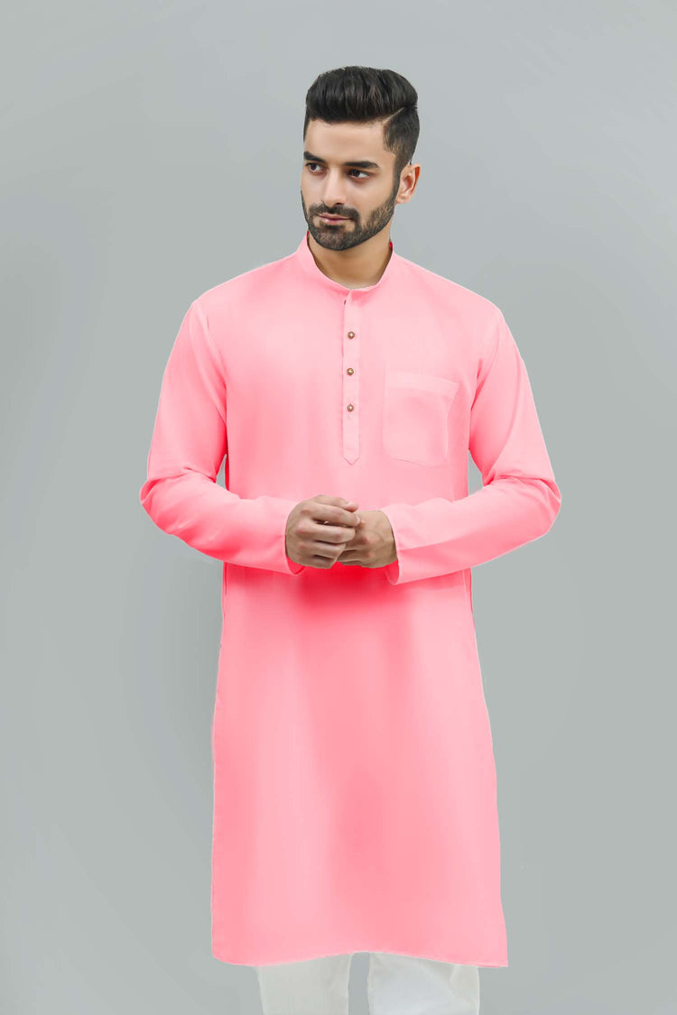 Casual Men's Baby pink collor kurta pajama set