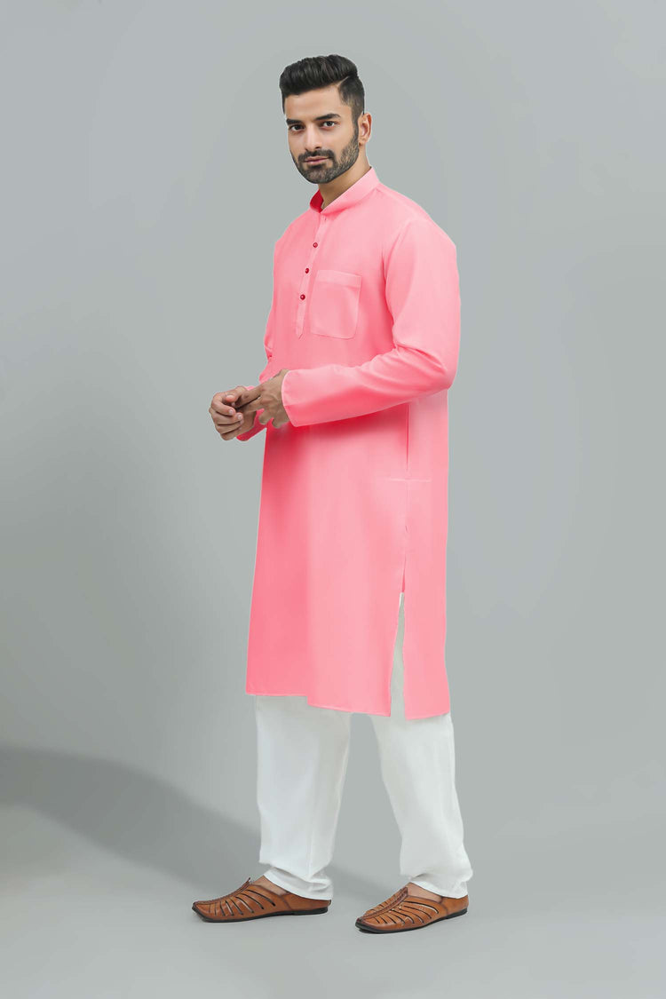 Casual Men's Baby pink collor kurta pajama set