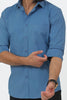 BLUEBIRD MEN'S BLUE COTTON LYCRA FORMAL SHIRT