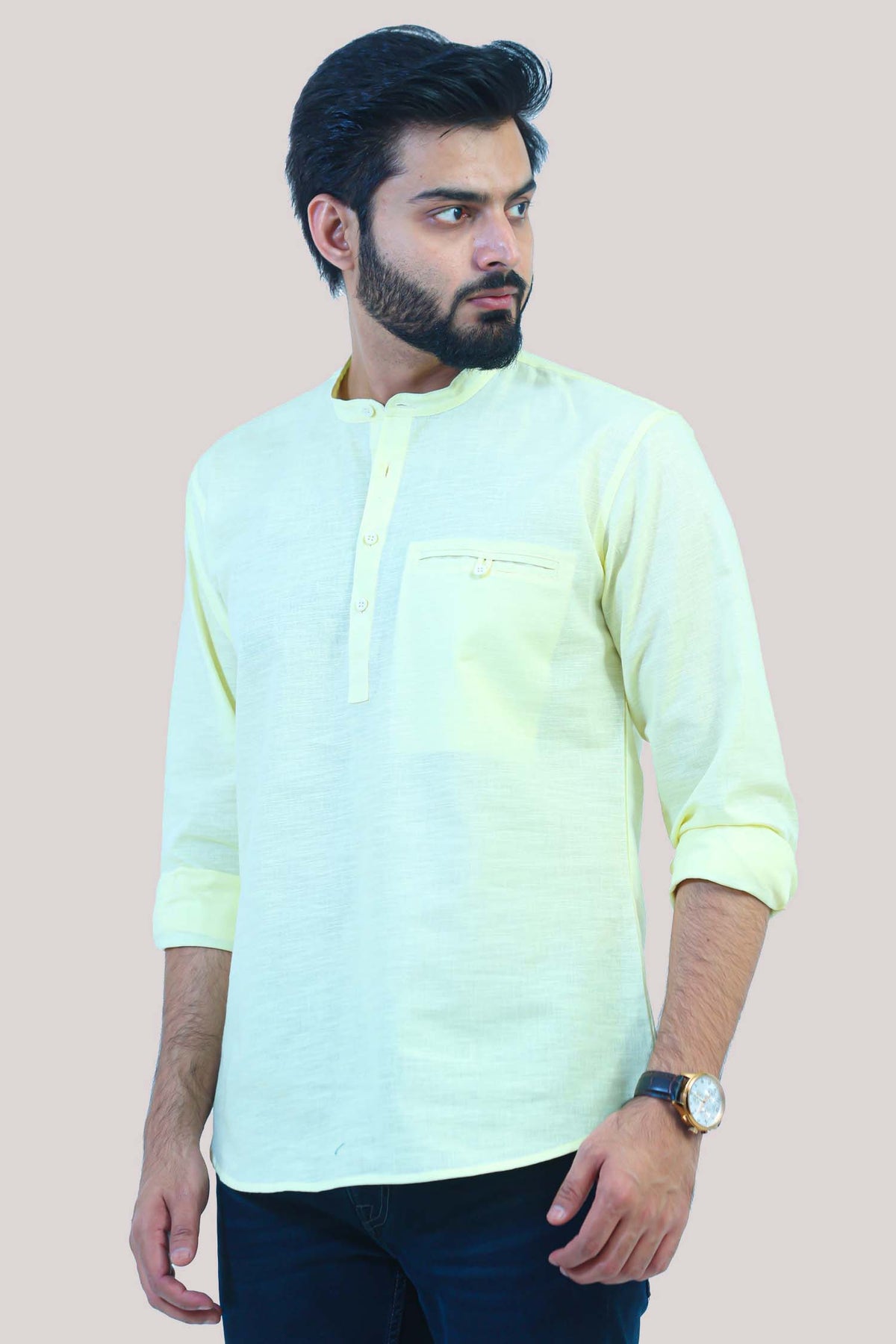 Bluebird Men's Short Kurta in Lemon- 100% Pure Cotton (Copy)