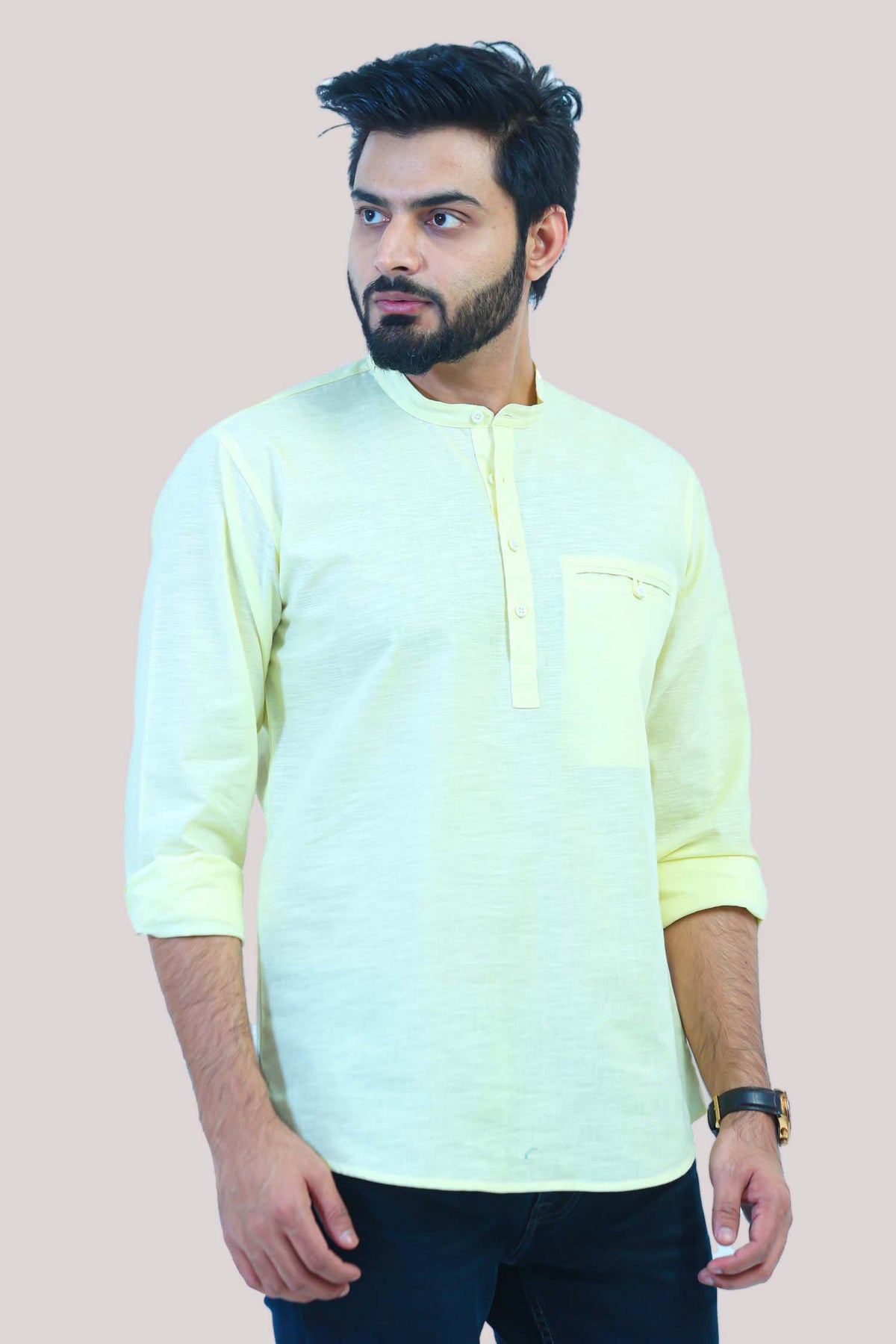 Bluebird Men's Short Kurta in Lemon- 100% Pure Cotton (Copy)
