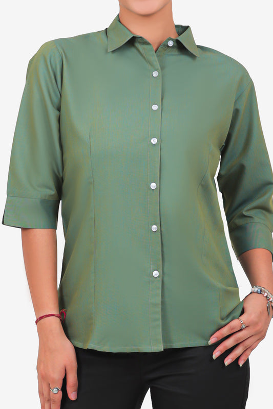 Blue bird Green Formal Shirt For Women's
