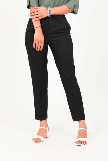 BLUEBIRD WOMEN'S BLACK LYCRA FORMAL TROUSERS