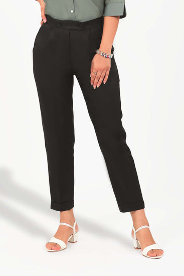 BLUEBIRD WOMEN'S BLACK LYCRA FORMAL TROUSERS