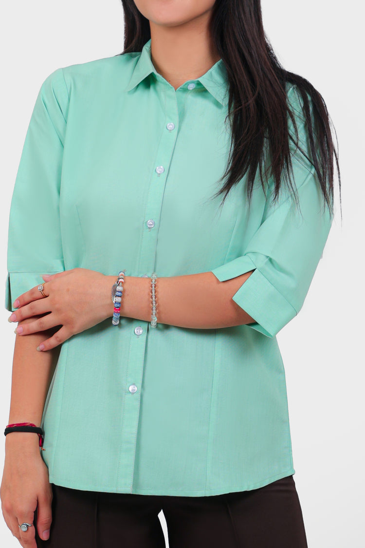 Bluebird Mint green Formal Shirt For Women's