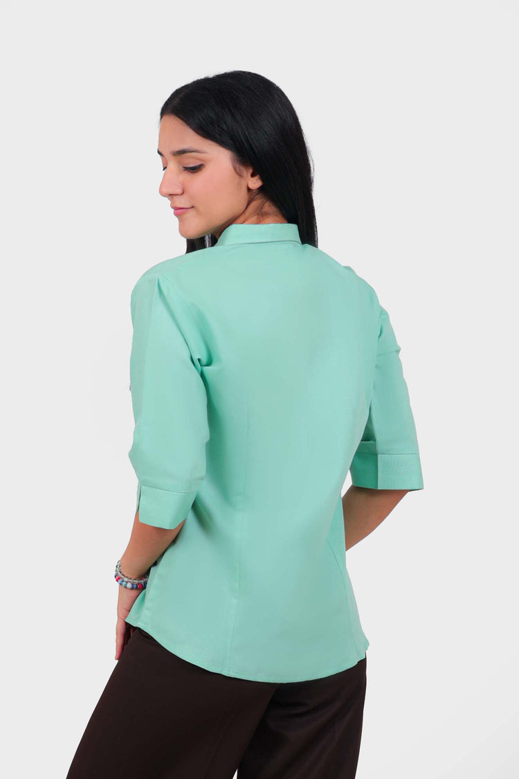 Bluebird Mint green Formal Shirt For Women's