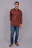 Bluebird Men's Maroon Ikat Printed Short Kurta