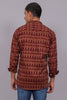 Bluebird Men's Maroon Ikat Printed Short Kurta