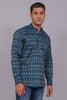 Bluebird Men's Blue Ikat Printed Short Kurta