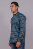 Bluebird Men's Blue Ikat Printed Short Kurta