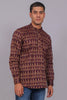 Bluebird Men's Purple Ikat Printed Short Kurta