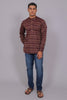 Bluebird Men's Purple Ikat Printed Short Kurta