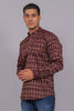 Bluebird Men's Purple Ikat Printed Short Kurta