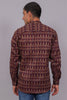 Bluebird Men's Purple Ikat Printed Short Kurta