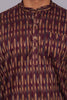 Bluebird Men's Purple Ikat Printed Short Kurta