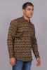 Bluebird Men's Olive Ikat Printed Short Kurta