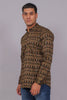Bluebird Men's Olive Ikat Printed Short Kurta