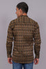 Bluebird Men's Olive Ikat Printed Short Kurta