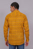 Bluebird Men's Yellow Ikat Printed Short Kurta