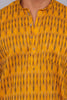 Bluebird Men's Yellow Ikat Printed Short Kurta