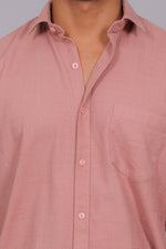 Bluebird Men’s Pink Herringbone Texture Shirt