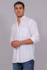 Bluebird Men’s White Herringbone Texture Shirt