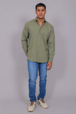 Bluebird Men’s Olive Green Herringbone Texture Shirt