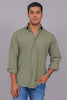 Bluebird Men’s Olive Green Herringbone Texture Shirt