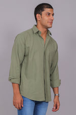 Bluebird Men’s Olive Green Herringbone Texture Shirt