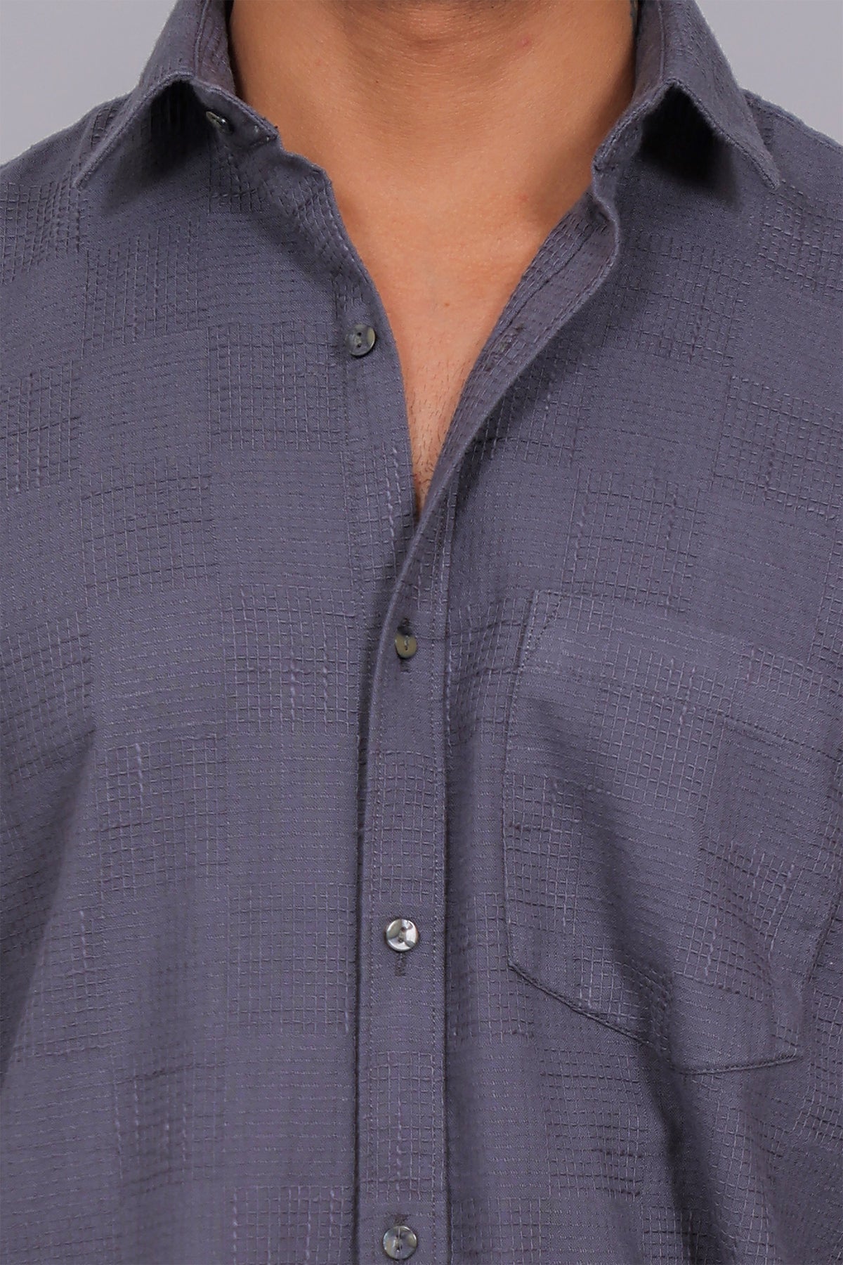 Bluebird Men’s Grey Herringbone Texture Shirt